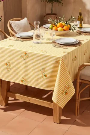 Expédié Aujourd'hui Nappe rayée 'Amore e Sole' imprimée jaune